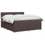 vidaXL Posteľ boxspring s matracom Tmavohnedá 180 x 200 cm Látka – Obrázok 2