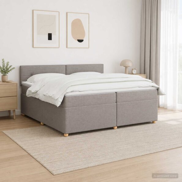 vidaXL Posteľ boxspring s matracom Sivohnedá 200 x 200 cm Látka – Obrázok 11