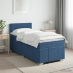 vidaXL Posteľ boxspring s matracom Modrá 100 x 200 cm Látka