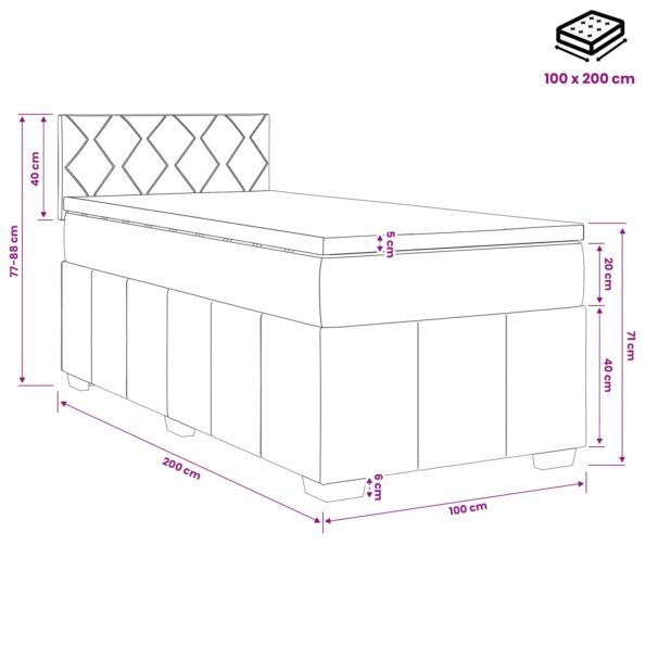 vidaXL Posteľ boxspring s matracom Sivohnedá 100 x 200 cm Látka – Obrázok 10