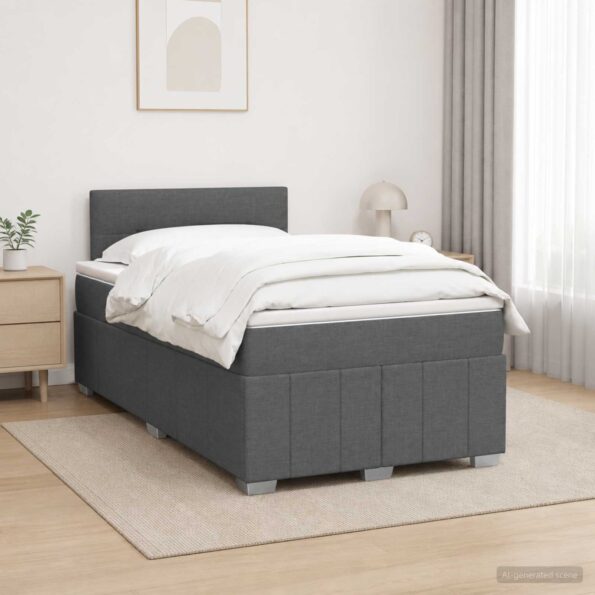 vidaXL Posteľ boxspring s matracom Tmavosivá 120 x 190 cm Látka – Obrázok 11