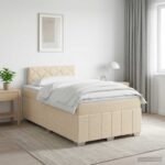 vidaXL Posteľ boxspring s matracom Krémová 120 x 200 cm Látka