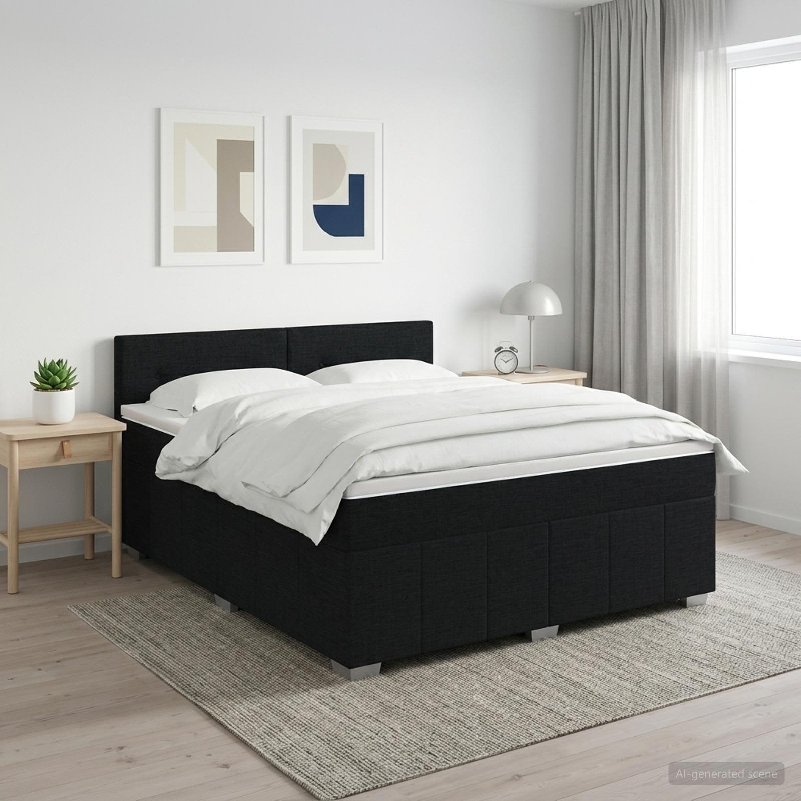 3451229_1.jpg vidaXL Posteľ boxspring s matracom Čierna 140 x 200 cm Látka – Obrázok 1