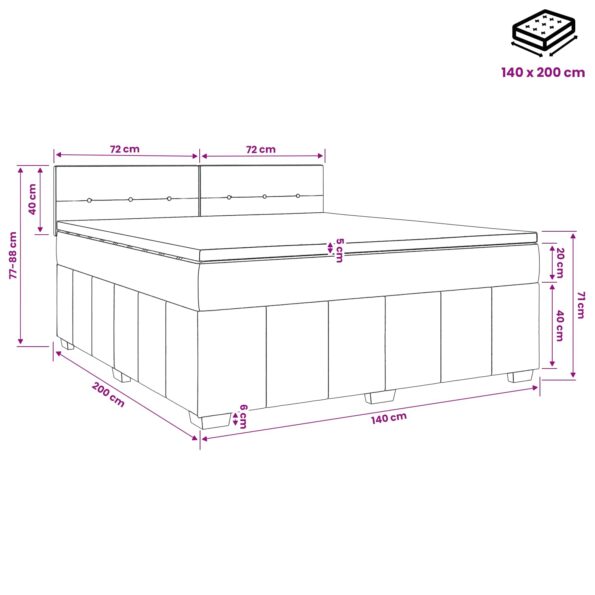 vidaXL Posteľ boxspring s matracom Čierna 140 x 200 cm Látka – Obrázok 11