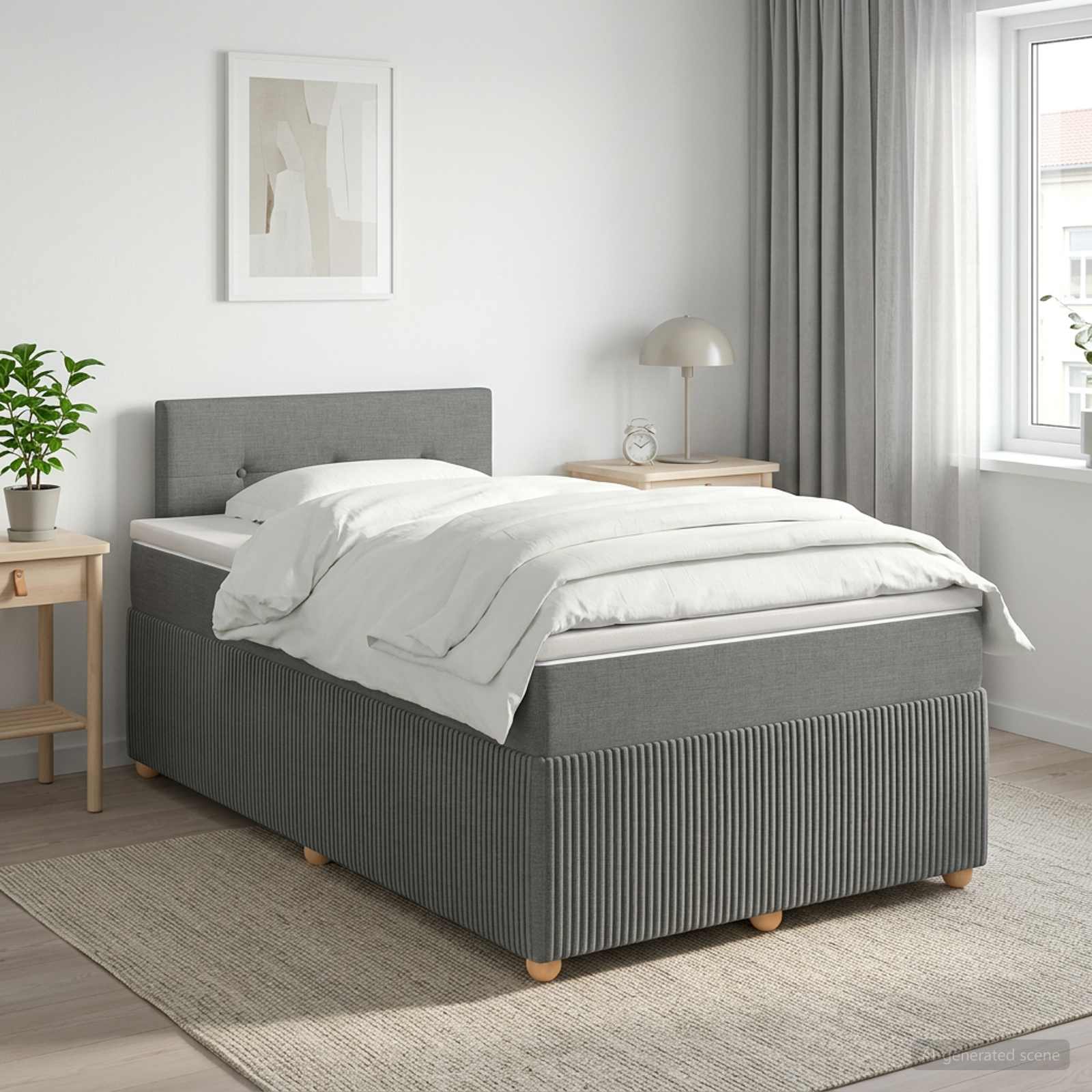 3451420_1.jpg vidaXL Posteľ boxspring s matracom Tmavosivá 120 x 190 cm Látka – Obrázok 1