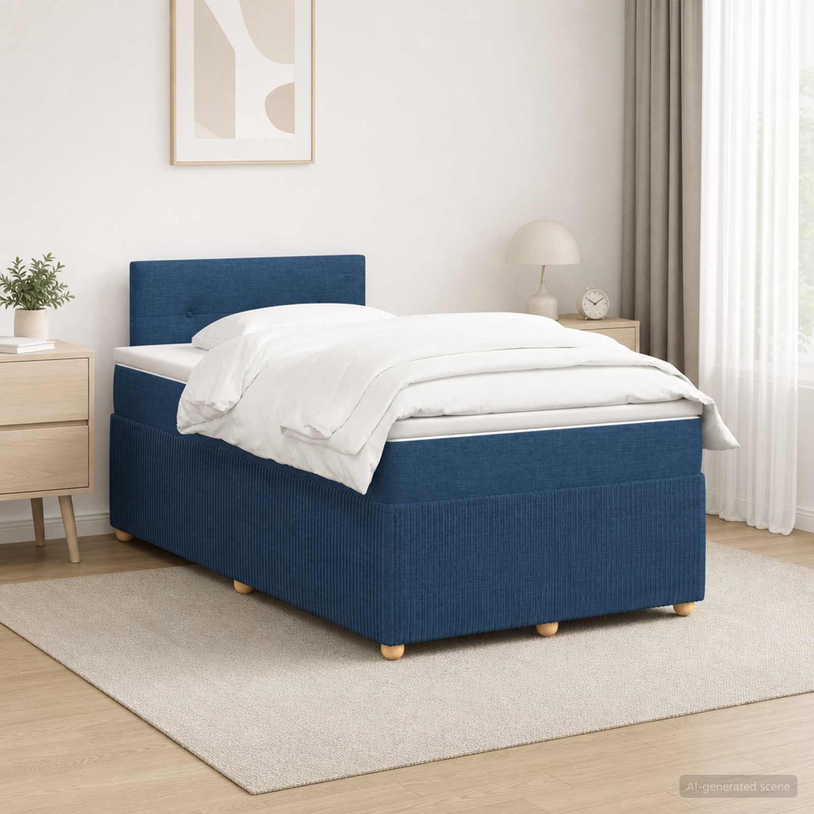 3451425_1.jpg vidaXL Posteľ boxspring s matracom Modrá 120 x 190 cm Látka – Obrázok 1