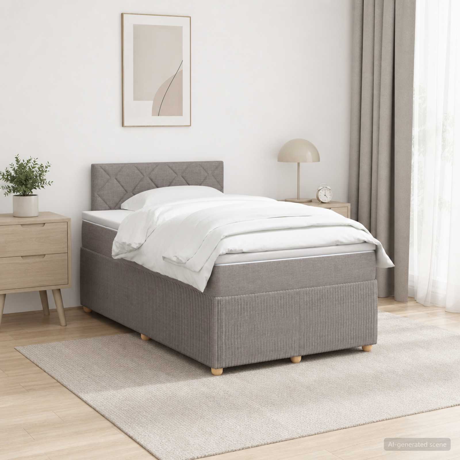 3451430_1.jpg vidaXL Posteľ boxspring s matracom Sivohnedá 120 x 190 cm Látka – Obrázok 1