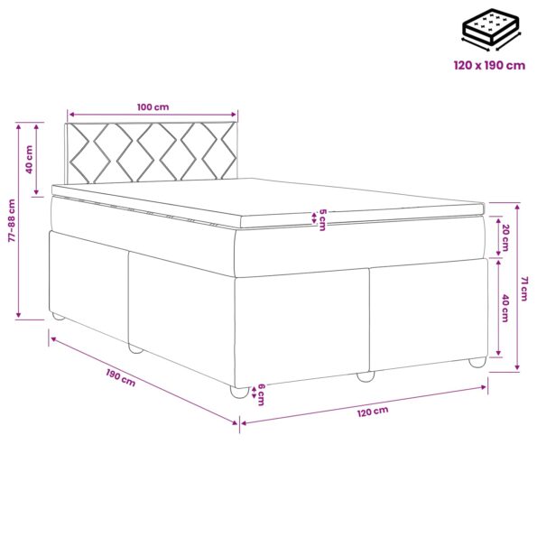 vidaXL Posteľ boxspring s matracom Sivohnedá 120 x 190 cm Látka – Obrázok 10