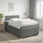 vidaXL Posteľ boxspring s matracom Tmavosivá 120 x 200 cm Látka – Obrázok 11