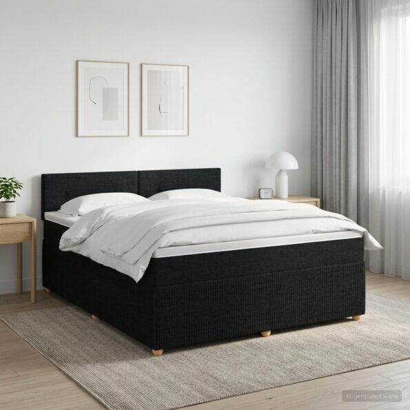 vidaXL Posteľ boxspring s matracom Čierna 140 x 190 cm Látka – Obrázok 11