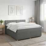 vidaXL Posteľ boxspring s matracom Tmavosivá 160 x 200 cm Látka – Obrázok 11