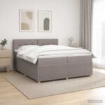 vidaXL Posteľ boxspring s matracom Sivohnedá 200 x 200 cm Látka