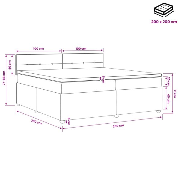 vidaXL Posteľ boxspring s matracom Sivohnedá 200 x 200 cm Látka – Obrázok 10