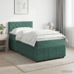 vidaXL Posteľ boxspring s matracom Tmavozelená 100 x 200 cm Zamat – Obrázok 11