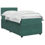 vidaXL Posteľ boxspring s matracom Tmavozelená 100 x 200 cm Zamat – Obrázok 2