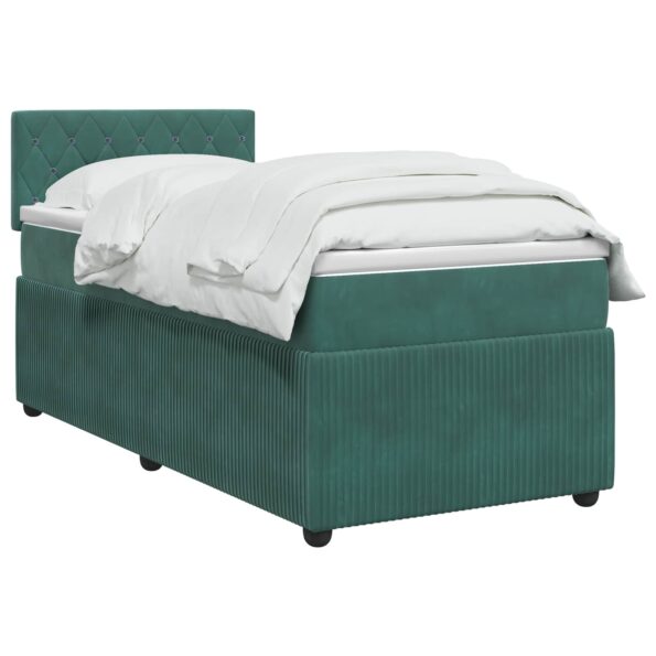 vidaXL Posteľ boxspring s matracom Tmavozelená 100 x 200 cm Zamat – Obrázok 2