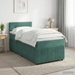 vidaXL Posteľ boxspring s matracom Tmavozelená 100 x 200 cm Zamat