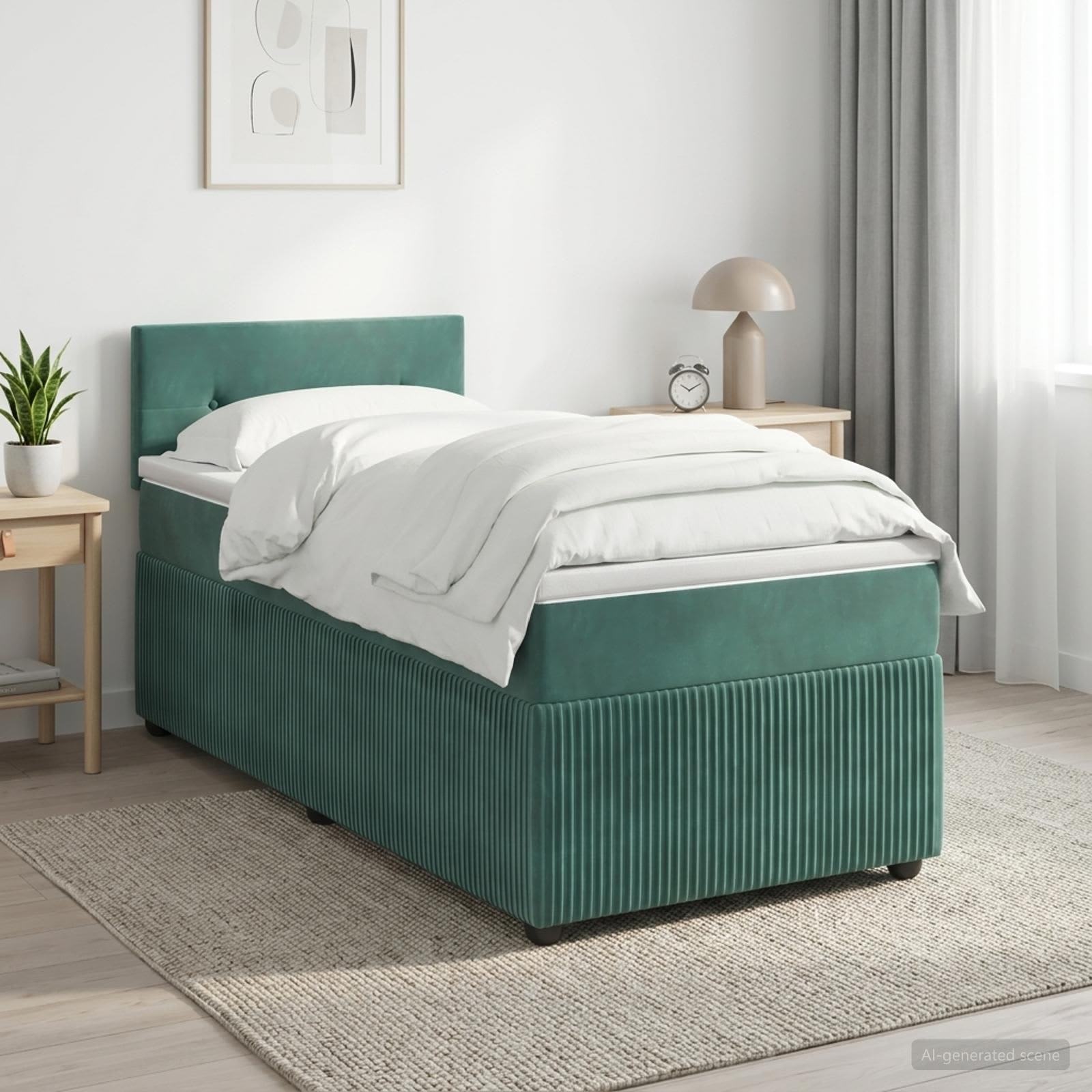 3451622_1.jpg vidaXL Posteľ boxspring s matracom Tmavozelená 100 x 200 cm Zamat – Obrázok 1