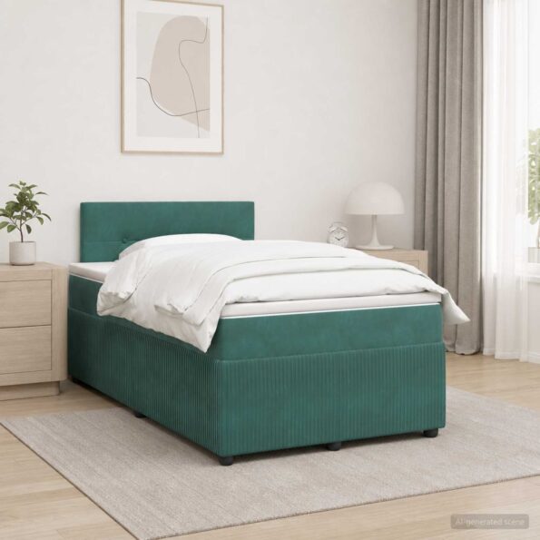 vidaXL Posteľ boxspring s matracom Tmavozelená 120 x 190 cm Zamat – Obrázok 11