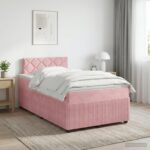 vidaXL Posteľ boxspring s matracom Ružová 120 x 190 cm Zamat – Obrázok 11