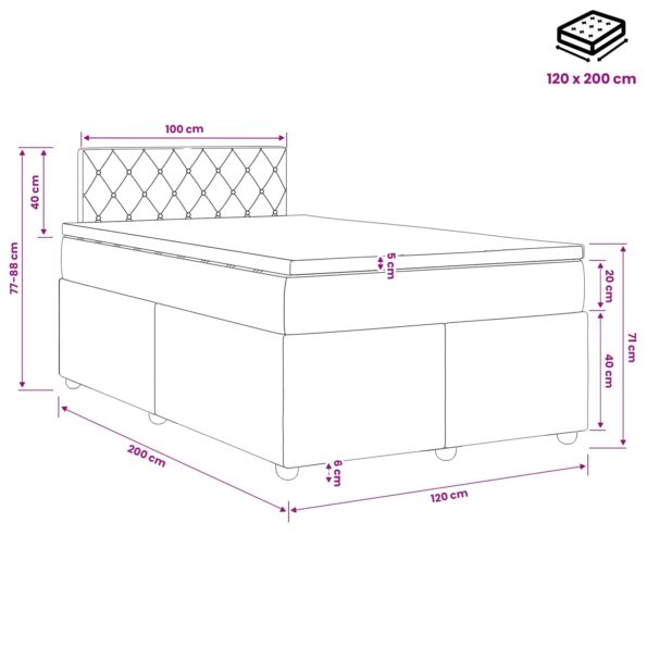 vidaXL Posteľ boxspring s matracom Tmavozelená 120 x 200 cm Zamat – Obrázok 10