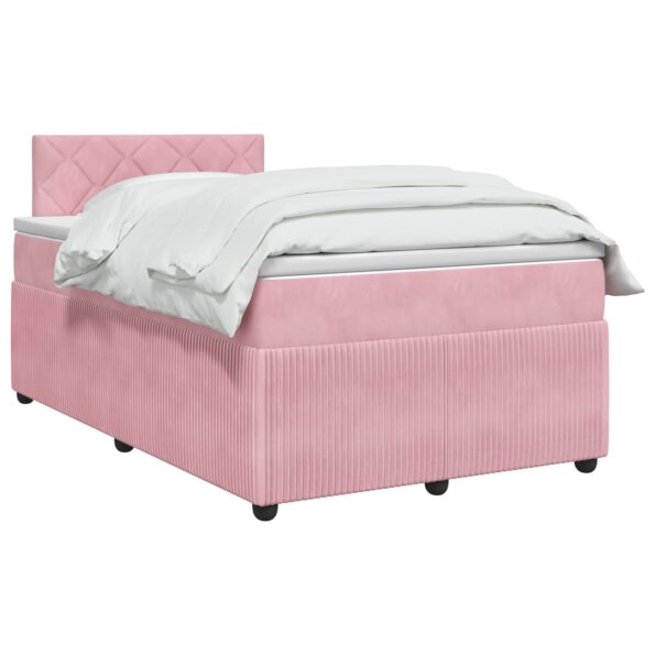vidaXL Posteľ boxspring s matracom Ružová 120 x 200 cm Zamat – Obrázok 2