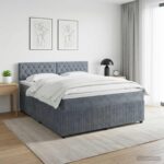vidaXL Posteľ boxspring s matracom Tmavosivá 140 x 190 cm Zamat – Obrázok 11
