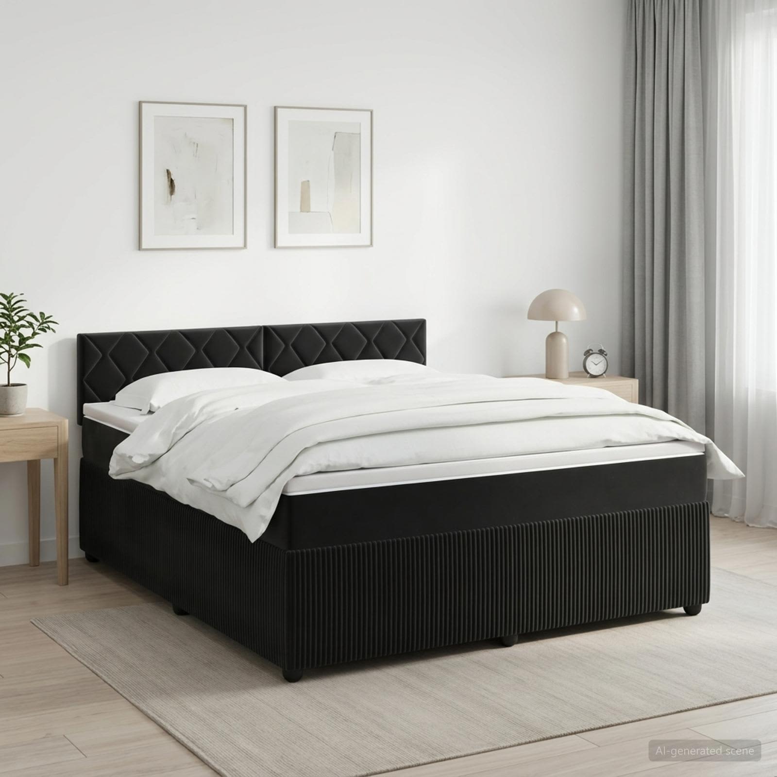 3451699_1.jpg vidaXL Posteľ boxspring s matracom Čierna 140 x 200 cm Zamat – Obrázok 1