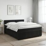 vidaXL Posteľ boxspring s matracom Čierna 160 x 200 cm Zamat