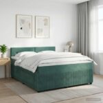 vidaXL Posteľ boxspring s matracom Tmavozelená 160 x 200 cm Zamat