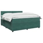 vidaXL Posteľ boxspring s matracom Tmavozelená 160 x 200 cm Zamat – Obrázok 2