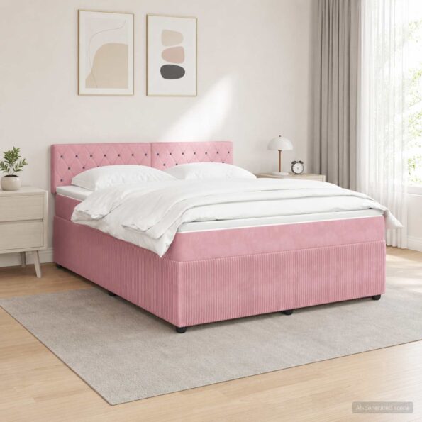 vidaXL Posteľ boxspring s matracom Ružová 180 x 200 cm Zamat – Obrázok 11