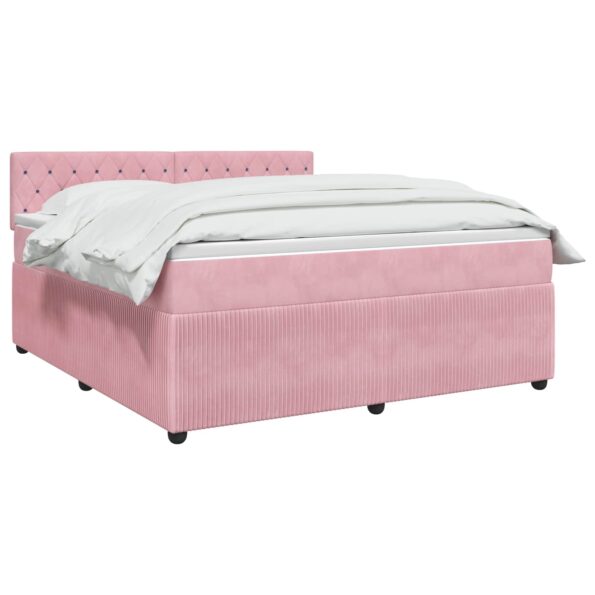 vidaXL Posteľ boxspring s matracom Ružová 180 x 200 cm Zamat – Obrázok 2