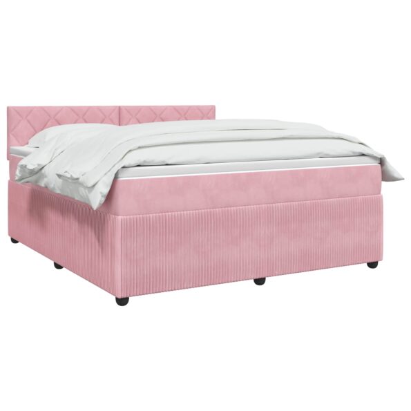 vidaXL Posteľ boxspring s matracom Ružová 180 x 200 cm Zamat – Obrázok 2