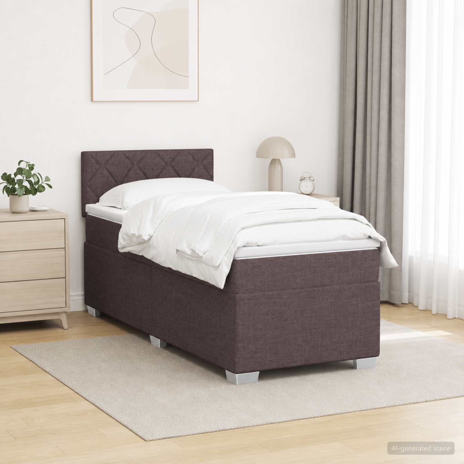3451822_1.jpg vidaXL Posteľ s boxspringom a matracom a LED Tmavohnedá 80 x 200 cm – Obrázok 1