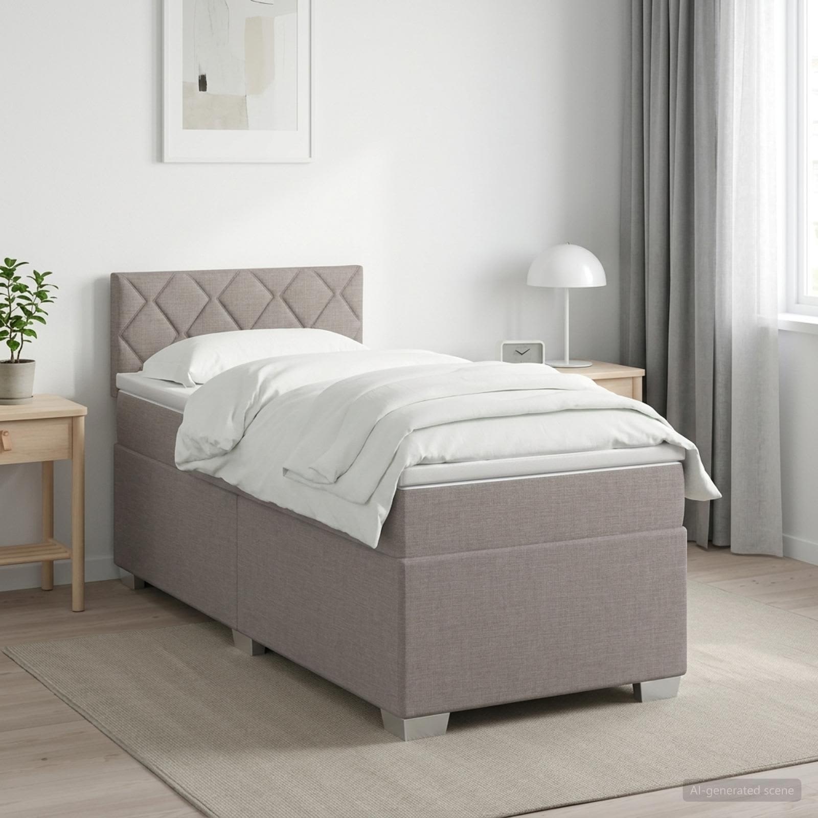 3451844_1.jpg vidaXL Posteľ s boxspringom a matracom a LED Sivohnedá 90 x 190 cm – Obrázok 1