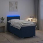 vidaXL Posteľ s boxspringom a matracom a LED Modrá 100 x 200 cm Látka – Obrázok 12