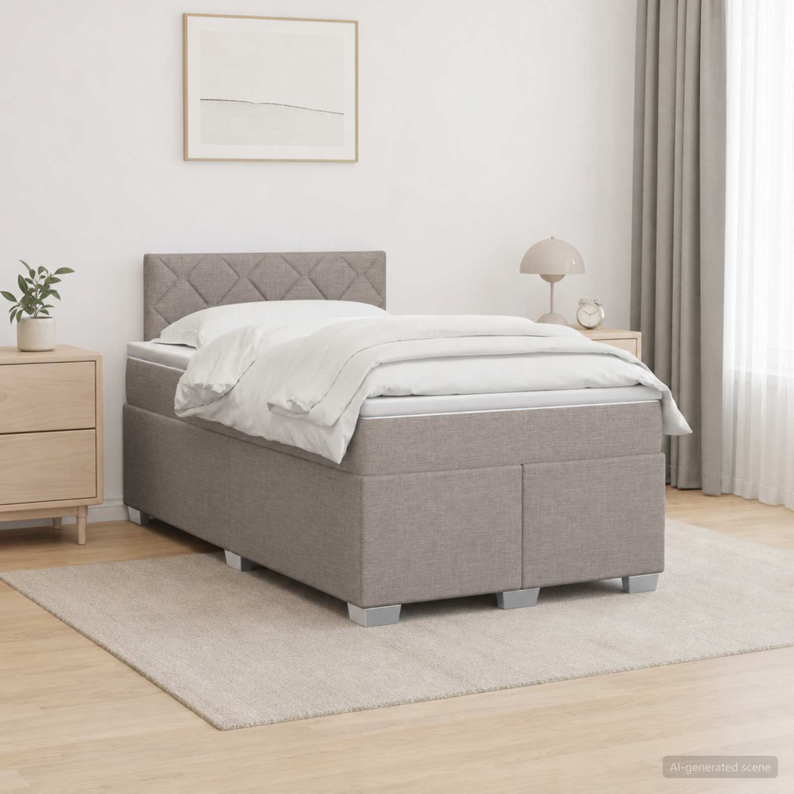 3451907_1.jpg vidaXL Posteľ s boxspringom a matracom a LED Sivohnedá 120 x 190 cm – Obrázok 1