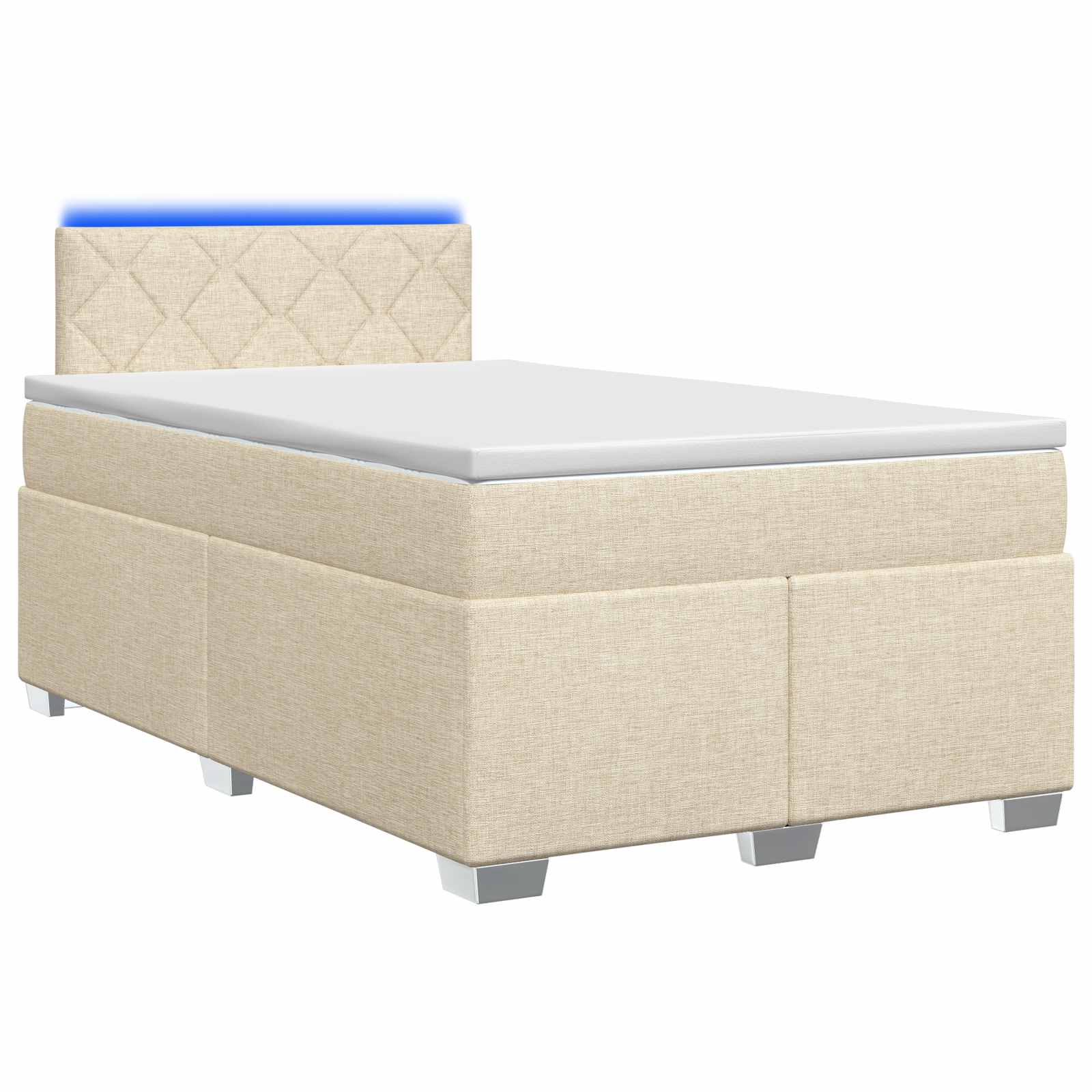 3451929_1.jpg vidaXL Posteľ s boxspringom a matracom a LED Krémová 120 x 200 cm – Obrázok 1