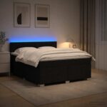 vidaXL Posteľ s boxspringom a matracom a LED Čierna 140 x 190 cm Látka – Obrázok 12