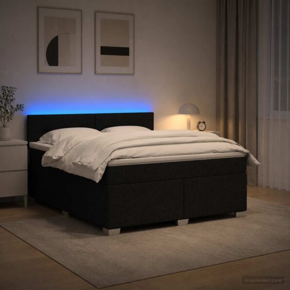 vidaXL Posteľ s boxspringom a matracom a LED Čierna 140 x 190 cm Látka – Obrázok 13