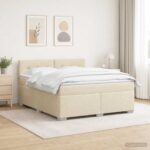 vidaXL Posteľ s boxspringom a matracom a LED Krémová 160 x 200 cm