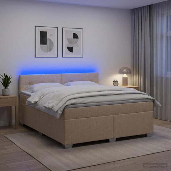 vidaXL Posteľ s boxspringom a matracom a LED Krémová 160 x 200 cm – Obrázok 13