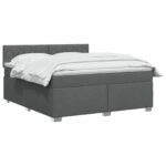 vidaXL Posteľ s boxspringom a matracom a LED Tmavosivá 160 x 200 cm – Obrázok 3