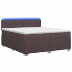 vidaXL Posteľ s boxspringom a matracom a LED Tmavohnedá 180 x 200 cm