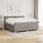 vidaXL Posteľ s boxspringom a matracom a LED Sivohnedá 200 x 200 cm – Obrázok 12