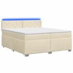 vidaXL Posteľ s boxspringom a matracom a LED Krémová 200 x 200 cm