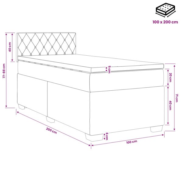 vidaXL Posteľ s boxspringom a matracom a LED Tmavozelená 100 x 200 cm – Obrázok 11