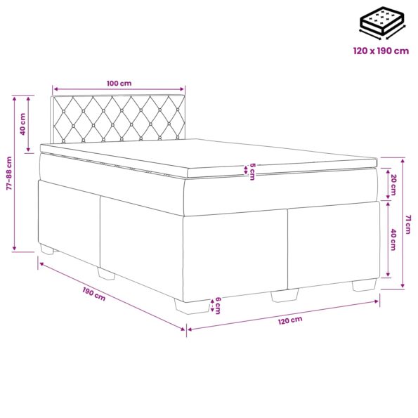vidaXL Posteľ s boxspringom a matracom a LED Tmavozelená 120 x 190 cm – Obrázok 11
