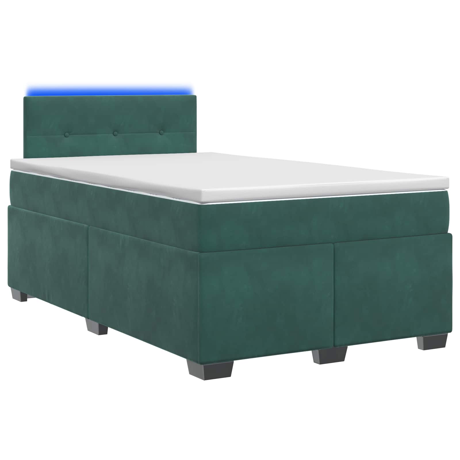 3452141_1.jpg vidaXL Posteľ s boxspringom a matracom a LED Tmavozelená 120 x 190 cm – Obrázok 1